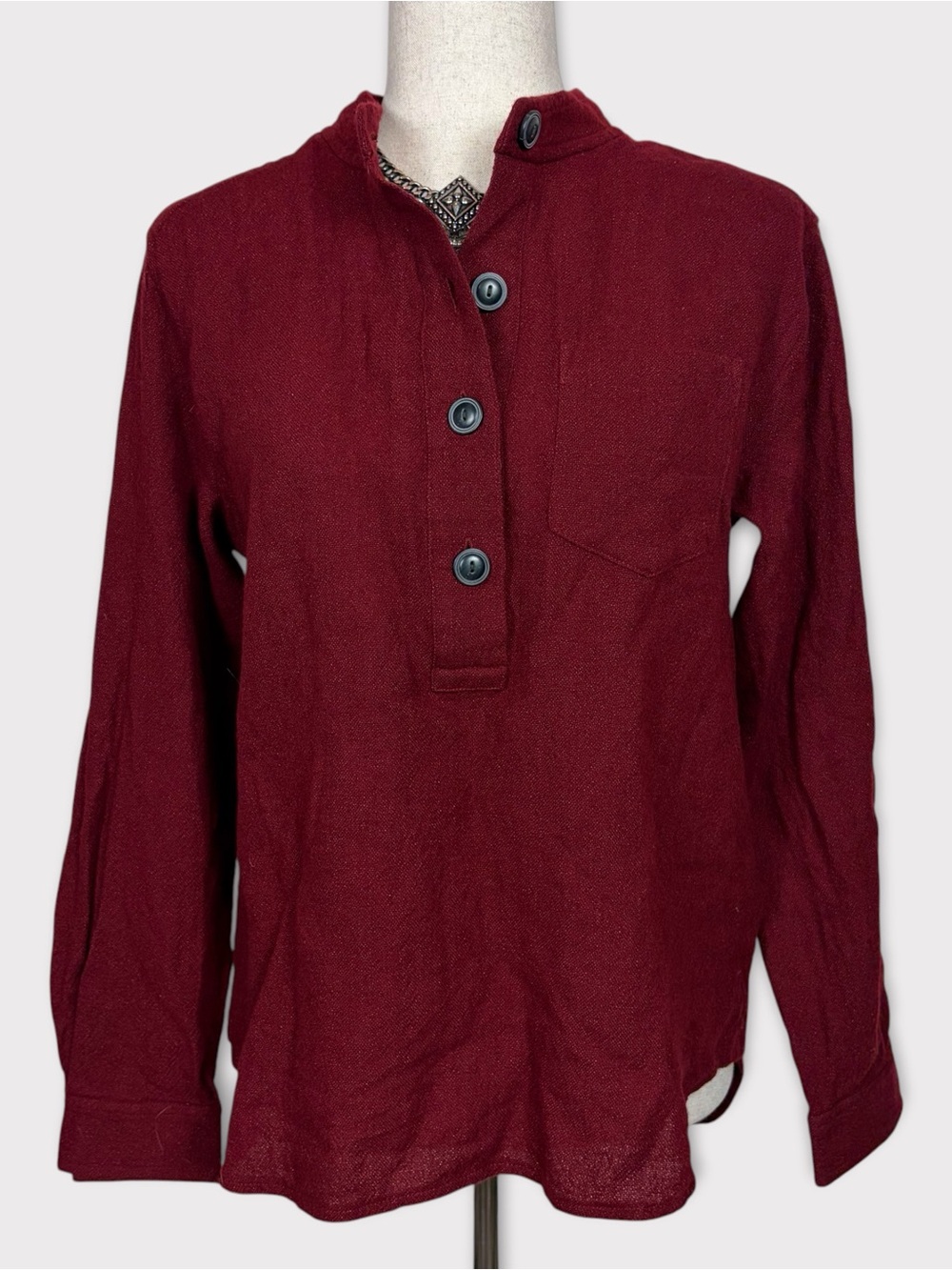 Cc Filson Challis Wool Band Collar Shirt Medium Gorpcore Outdoor Minimalist